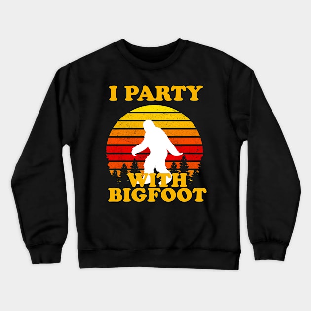 I Party With Bigfoot Funny Bigfoot Lover Crewneck Sweatshirt by narekmug